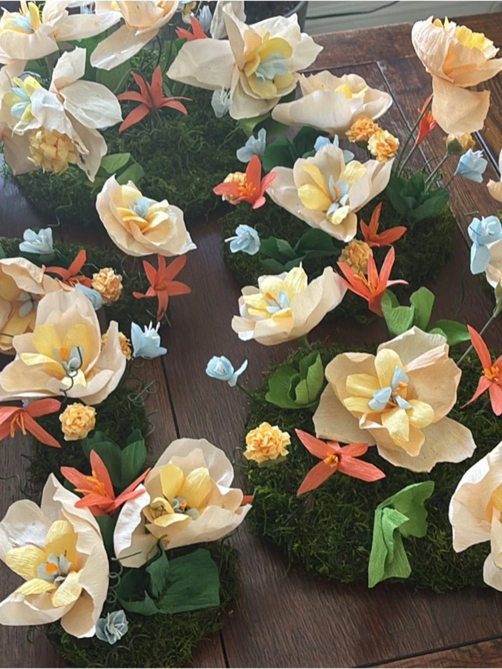 Handcrafted Cream & Yellow Floral Moss Accent - Wedding/Parties/Home Decor